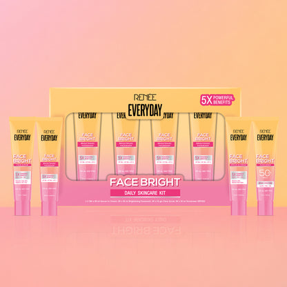 RENEE Everyday Face Bright Daily Skincare Kit With Face Wash, Face Scrub, Serum In Cream & Sunscreen For Bright Skin, Travel-Friendly Mini Pack