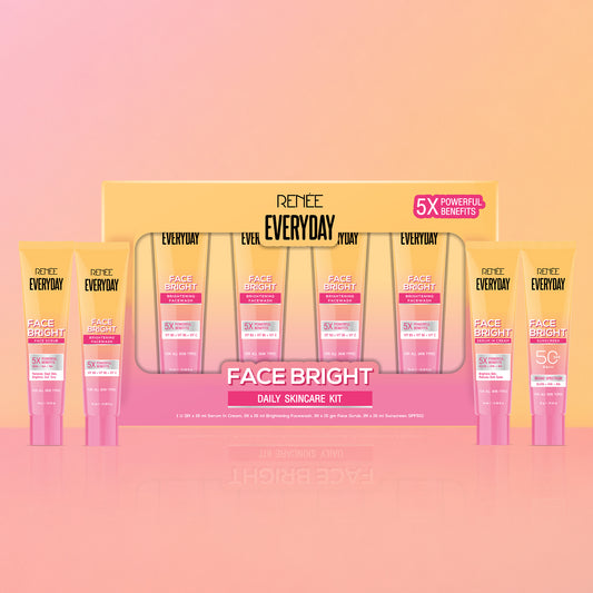 RENEE Everyday Face Bright Daily Skincare Kit With Face Wash, Face Scrub, Serum In Cream & Sunscreen For Bright Skin, Travel-Friendly Mini Pack