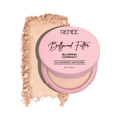 RENEE Bollywood Filter Pore Minimising Blurring Compact With Matte Finish & Full Coverage, 9 g