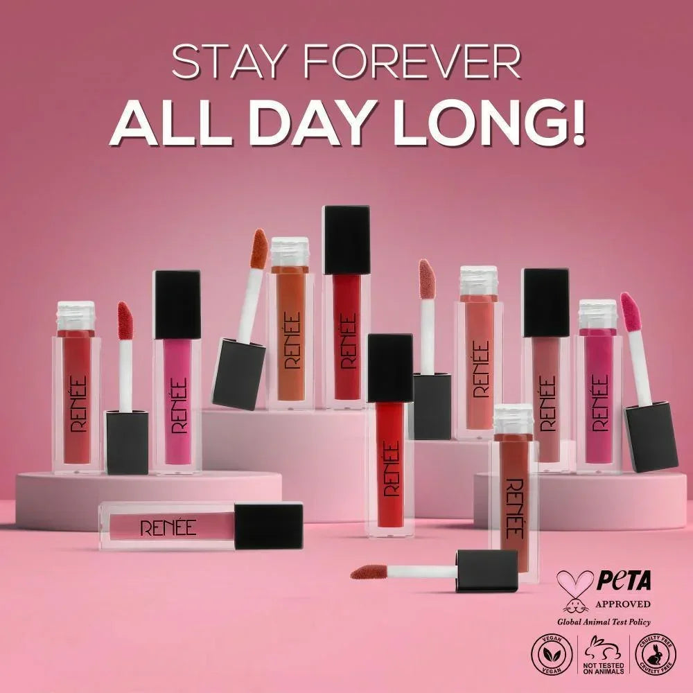 RENEE Stay Forever Matte Liquid Lipsticks Combo of 10, 1ml each