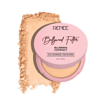 RENEE Bollywood Filter Pore Minimising Blurring Compact With Matte Finish & Full Coverage, 9 g