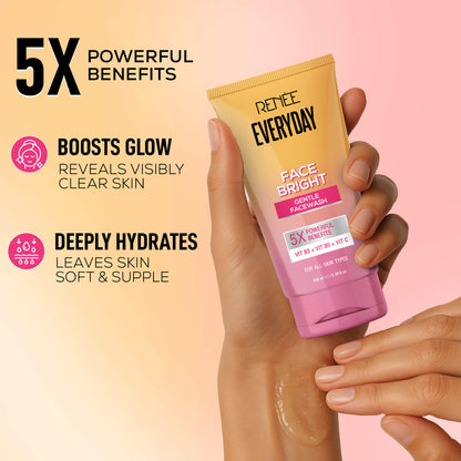 Renee Everyday Face bright Gentle Facewash, Face Scrub and Face Serum in cream Combo