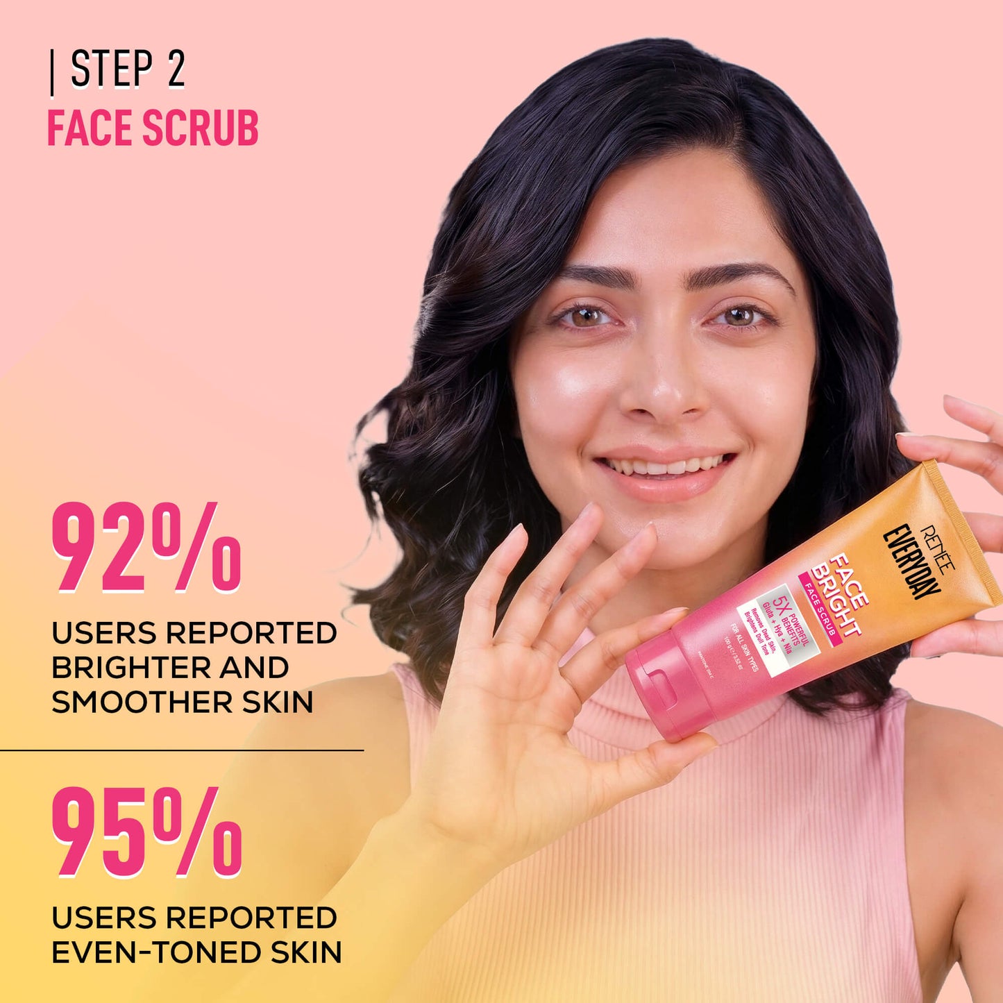 Renee Everyday Face bright Gentle Facewash, Face Scrub and Face Serum in cream Combo