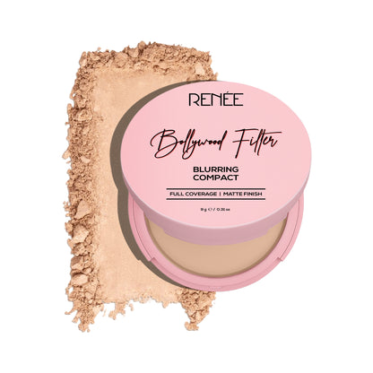 RENEE Bollywood Filter Pore Minimising Blurring Compact With Matte Finish & Full Coverage, 9 g