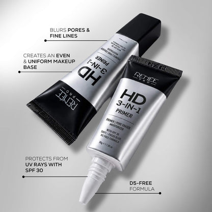 RENEE PRO HD All In One Makeup Combo, Includes 3-In-1 Primer, 3-In-1 Setting Spray & 3-In-1 Compact