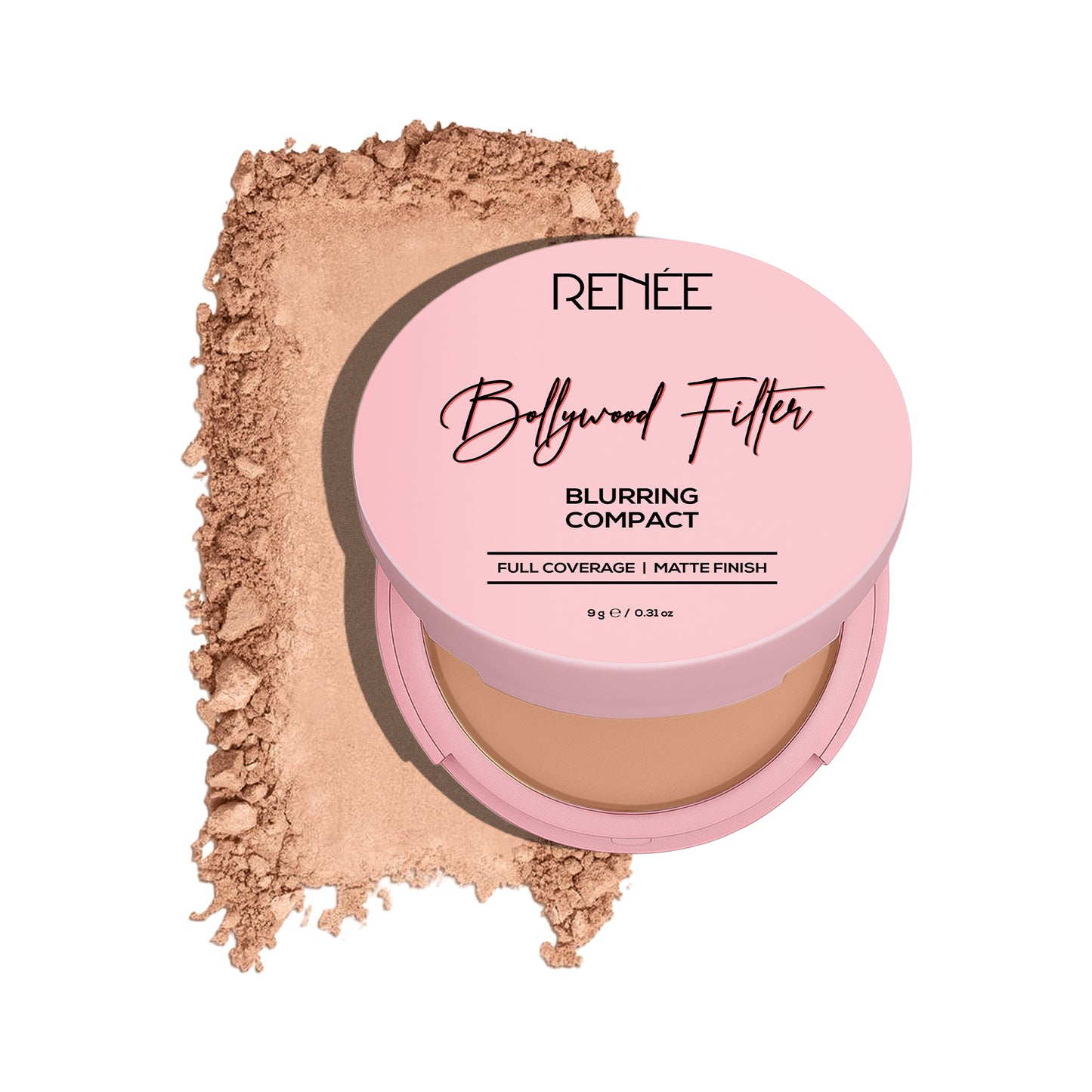 RENEE Bollywood Filter Pore Minimising Blurring Compact With Matte Finish & Full Coverage, 9 g