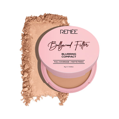 RENEE Bollywood Filter Pore Minimising Blurring Compact With Matte Finish & Full Coverage, 9 g