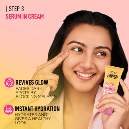 Renee Everyday Face bright Gentle Facewash, Face Scrub and Face Serum in cream Combo