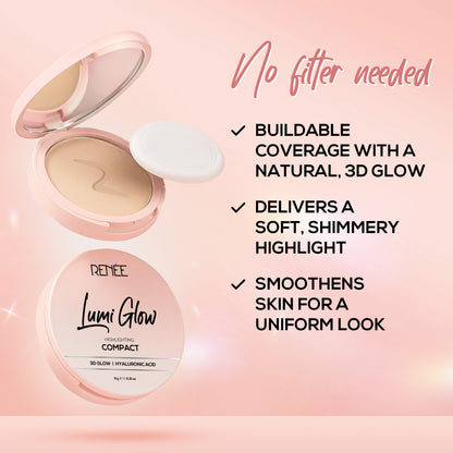 RENEE Lumi Glow Highlighting Compact with 3D Glow For Luminous Skin, 9 g