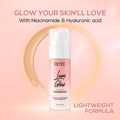 RENEE Lumi Glow Highlighting Liquid Foundation With 3D Glow For Luminous Skin, 30 ml