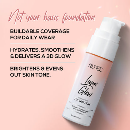 RENEE Lumi Glow Highlighting Liquid Foundation With 3D Glow For Luminous Skin, 30 ml