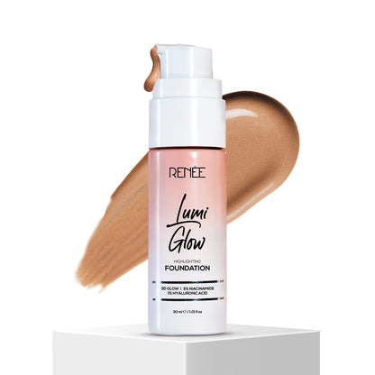 RENEE Lumi Glow Highlighting Liquid Foundation With 3D Glow For Luminous Skin, 30 ml