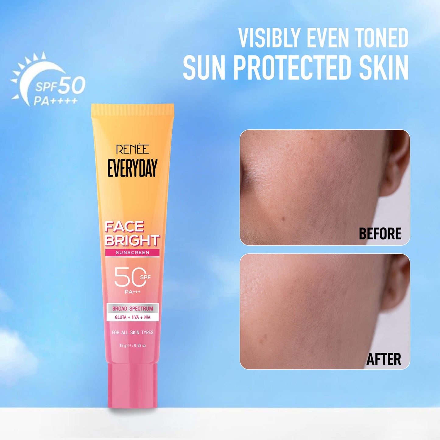 RENEE Everyday Face Bright Daily Skincare Kit With Face Wash, Face Scrub, Serum In Cream & Sunscreen For Bright Skin, Travel-Friendly Mini Pack