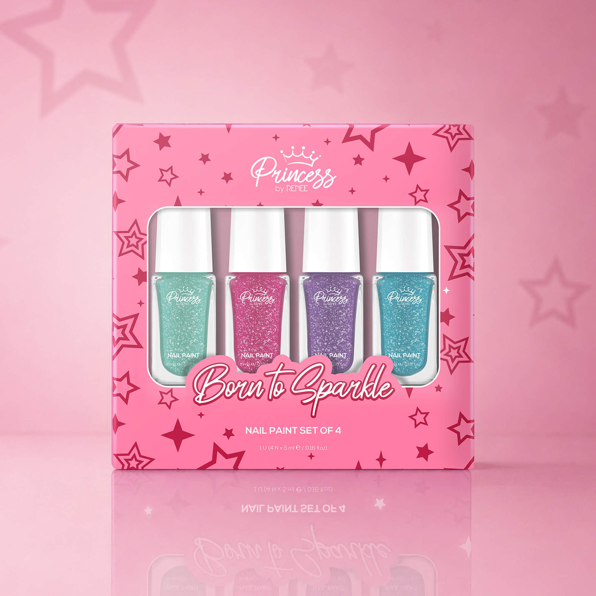 Born To Sparkle Nail Paint Set of 4 For Kids & Preteens by Princess by RENEE