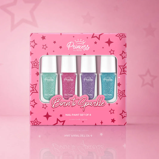 Born To Sparkle Nail Paint Set of 4 For Kids & Preteens by Princess by RENEE