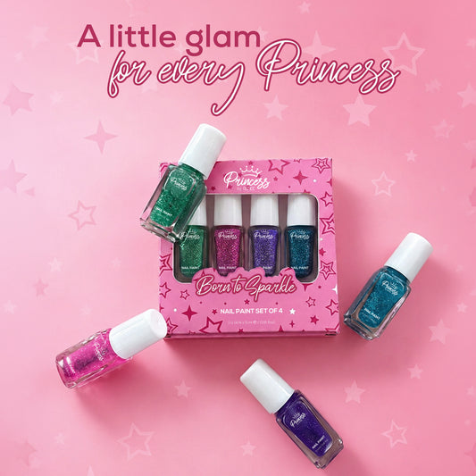 Born To Sparkle Nail Paint Set of 4 For Kids & Preteens by Princess by RENEE