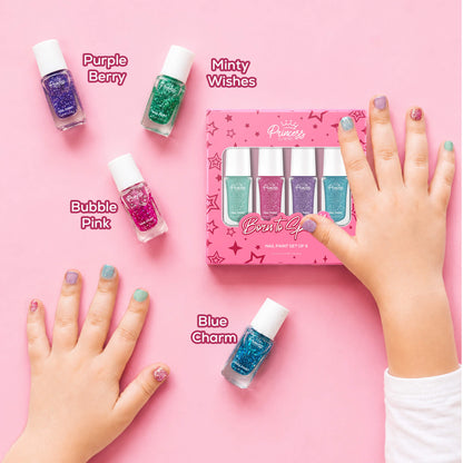 Born To Sparkle Nail Paint Set of 4 For Kids & Preteens by Princess by RENEE