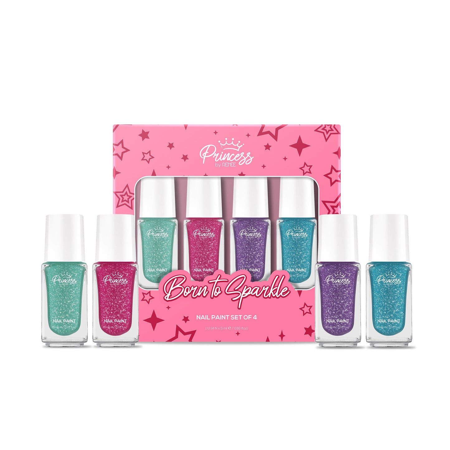 Born To Sparkle Nail Paint Set of 4 For Kids & Preteens by Princess by RENEE