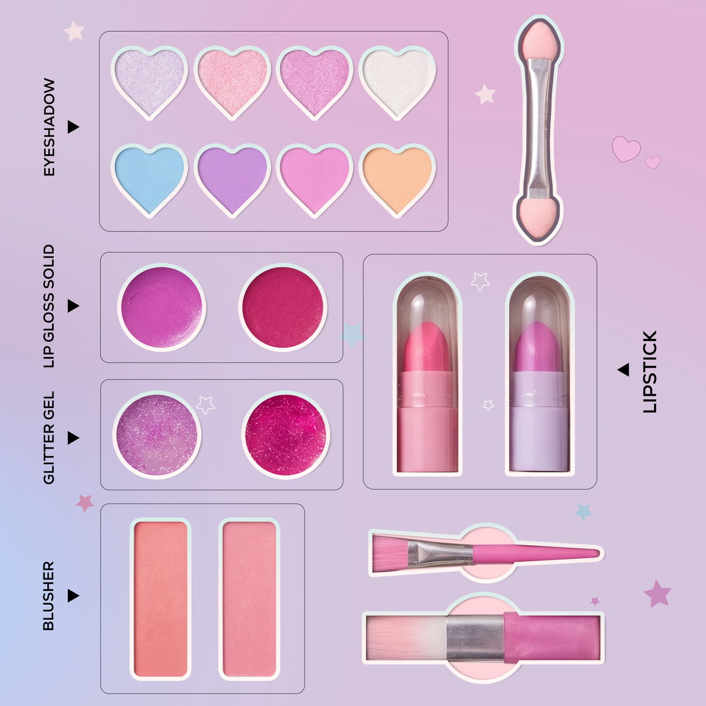 Dear Diary Makeup Kit With Brushes For Kids & Preteens by Princess by RENEE, Dermatologically Tested 