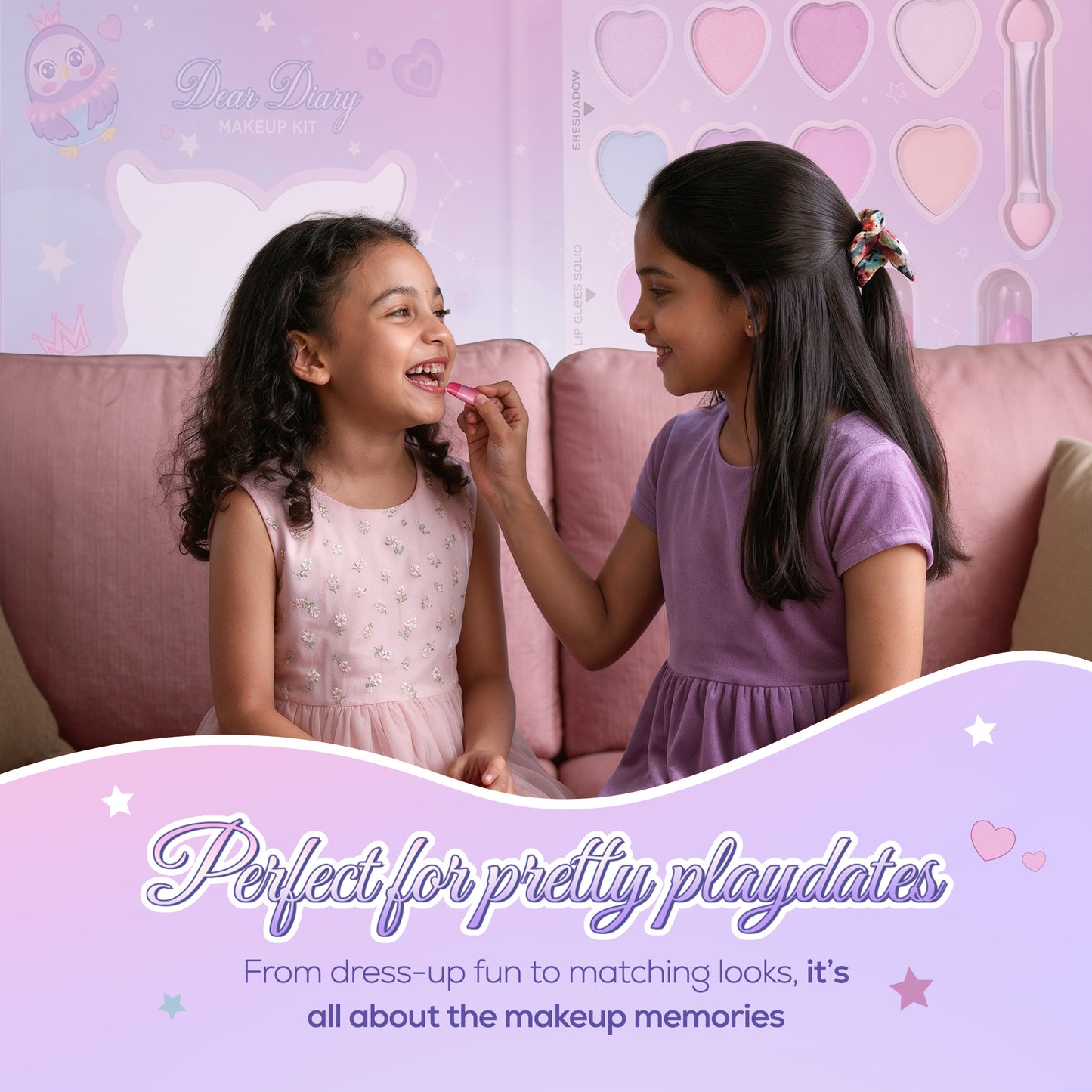 Dear Diary Makeup Kit With Brushes For Kids & Preteens by Princess by RENEE, Dermatologically Tested 