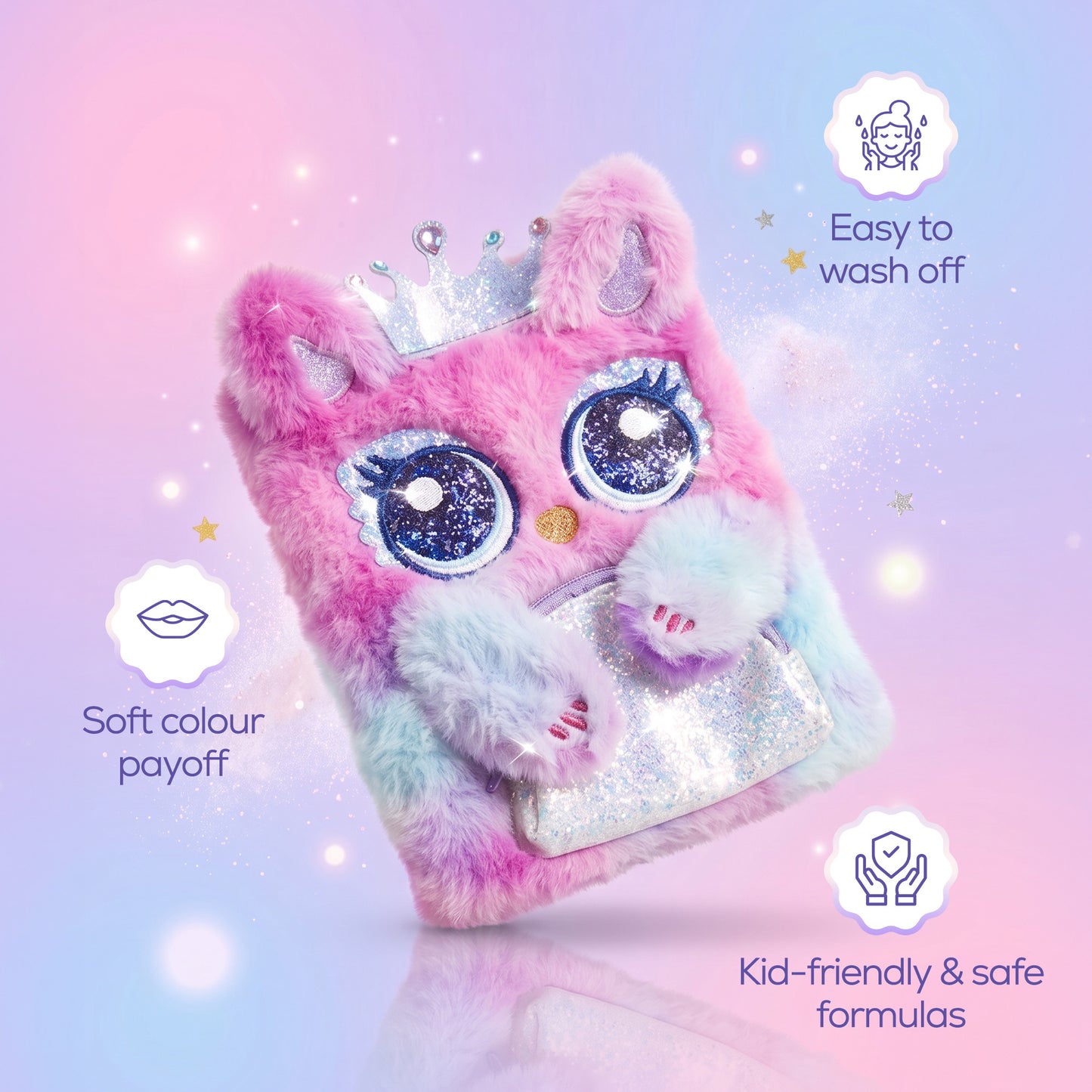Dear Diary Makeup Kit With Brushes For Kids & Preteens by Princess by RENEE, Dermatologically Tested 