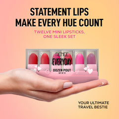 RENEE Everyday Dozen Pout Mini Matte, Long-Lasting Lipsticks- Set of 12