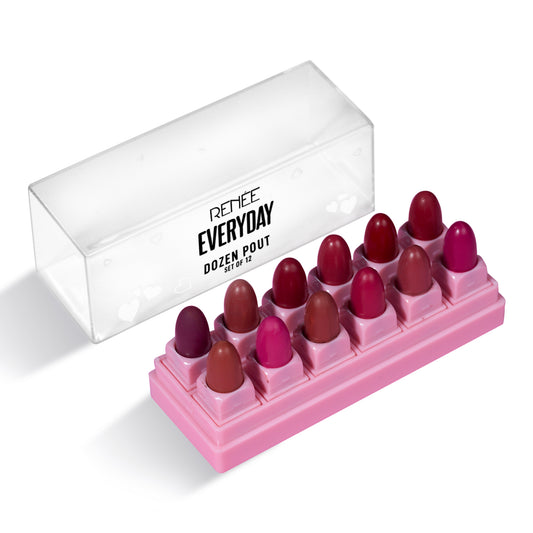 RENEE Everyday Dozen Pout Mini Matte, Long-Lasting Lipsticks- Set of 12