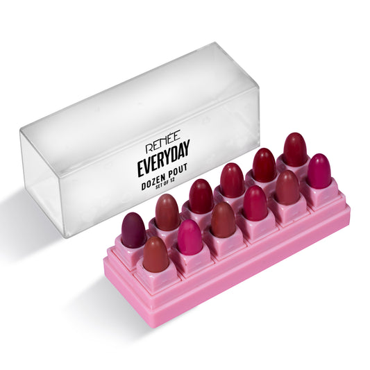 RENEE Everyday Dozen Pout Mini Matte, Long-Lasting Lipsticks- Set of 12