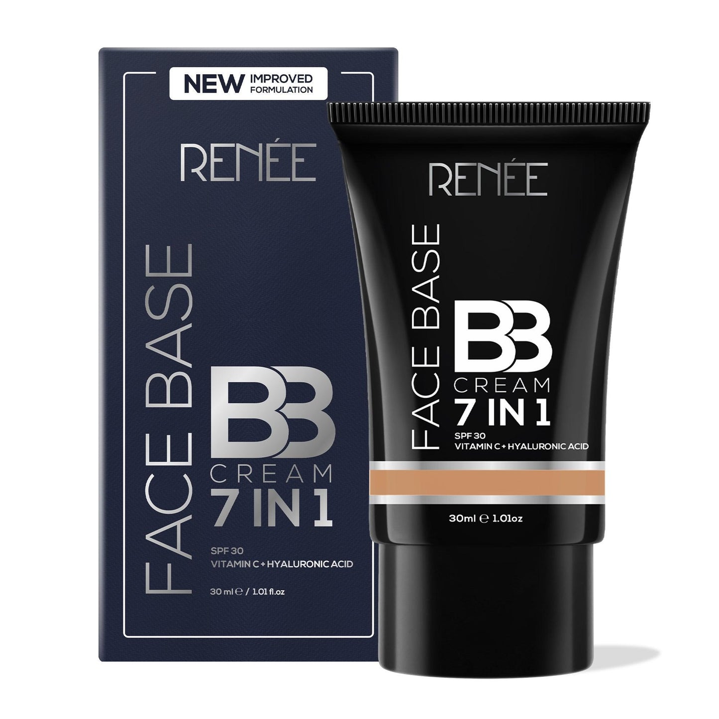 RENEE Face Base 7 in 1 BB Cream with SPF 30, Hyaluronic Acid & Vitamin C, 30ml