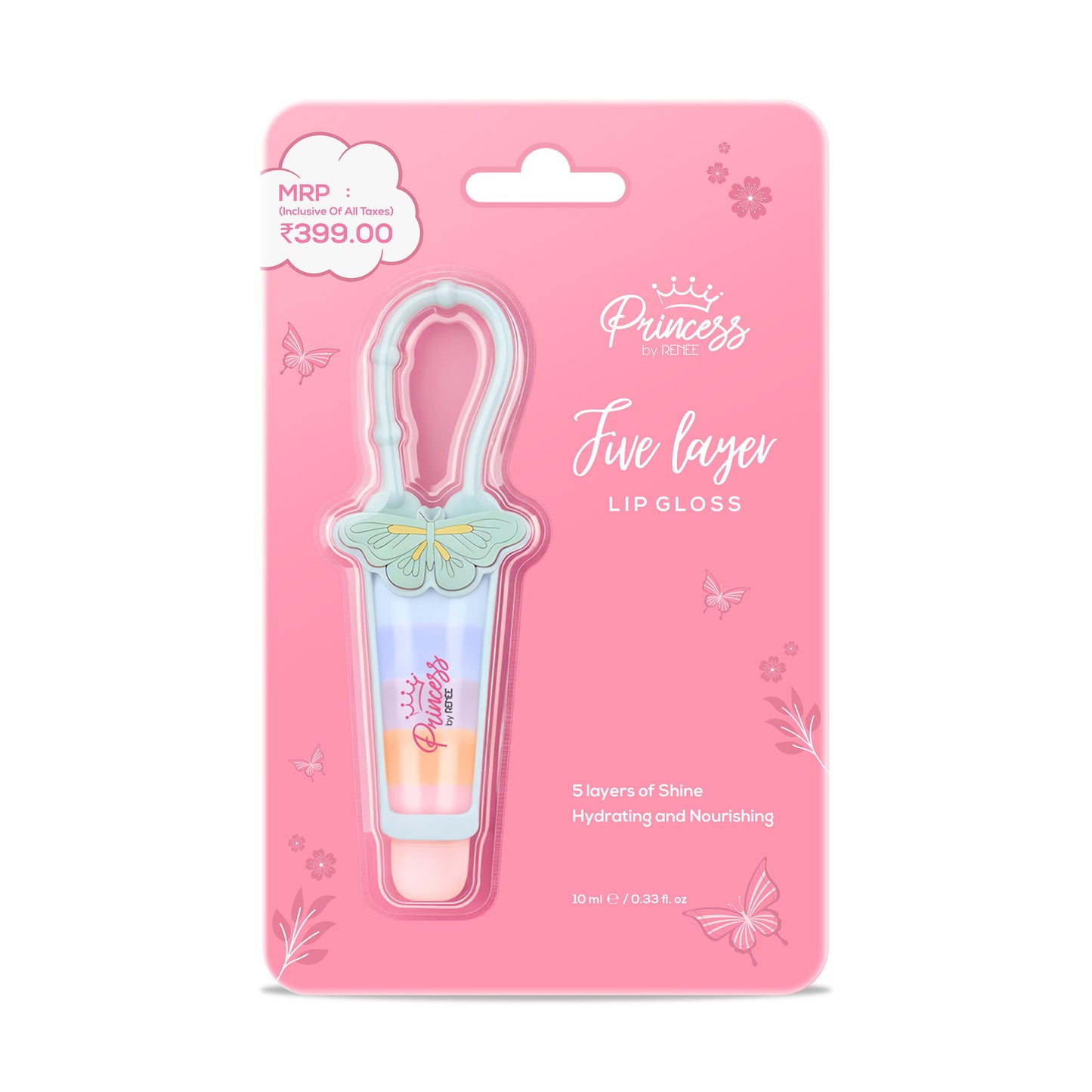 Five Layer Shiny Lip Gloss With Keychain For Kids & Preteens by Princess by RENEE