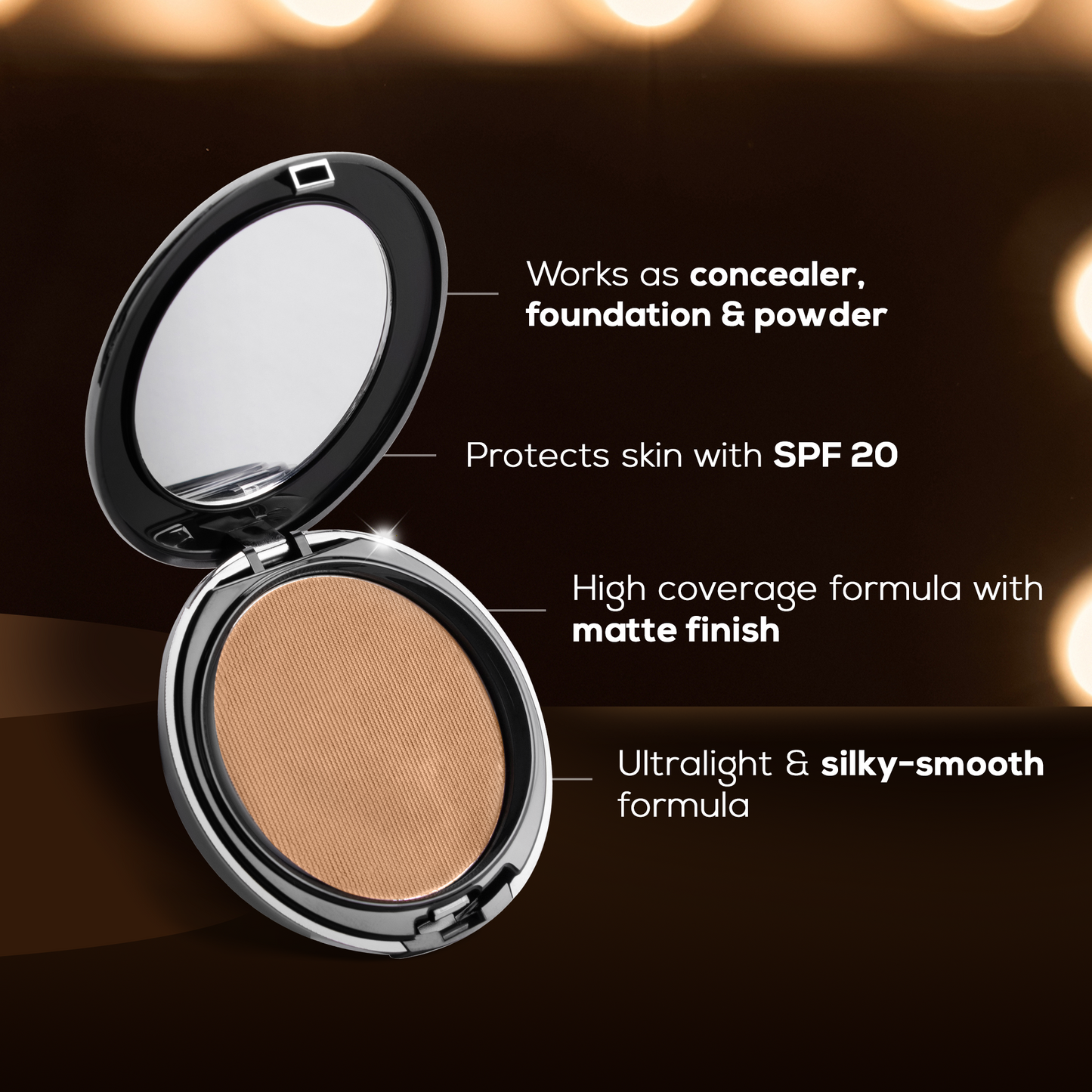 RENEE Pro HD 3-IN-1 Compact, Works as Concealer, Foundation & Powder With SPF 20, 9 Gm