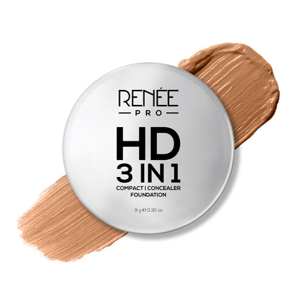 RENEE Pro HD 3-IN-1 Compact, Works as Concealer, Foundation & Powder With SPF 20, 9 Gm