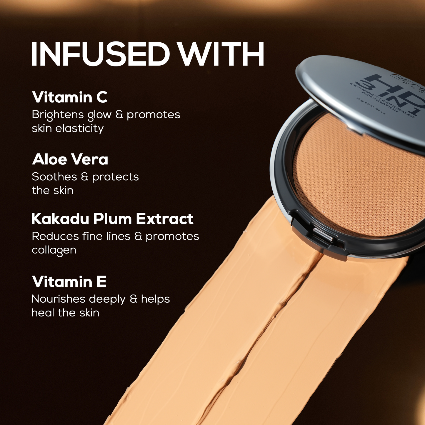 RENEE Pro HD 3-IN-1 Compact, Works as Concealer, Foundation & Powder With SPF 20, 9 Gm