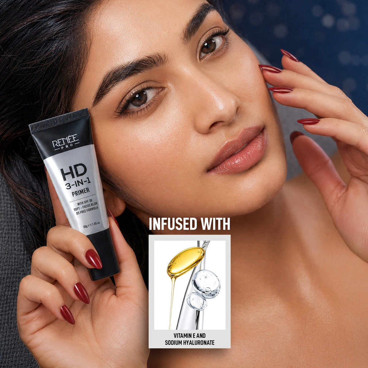 RENEE PRO HD 3-In-1 Primer, Blurs Pores & Fine Lines, Smooths & Moisturizes Skin With SPF 30