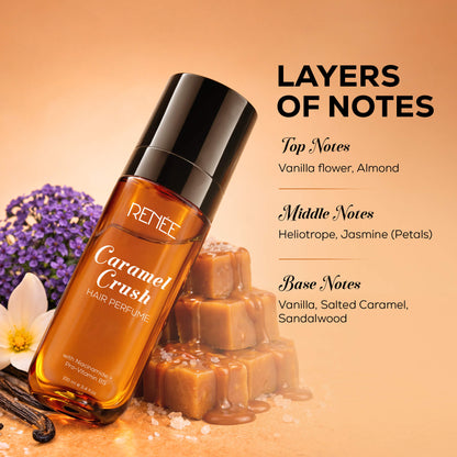 RENEE Hair Perfume Caramel Crush, With Niacinamide & Provitamin B5, 100ml