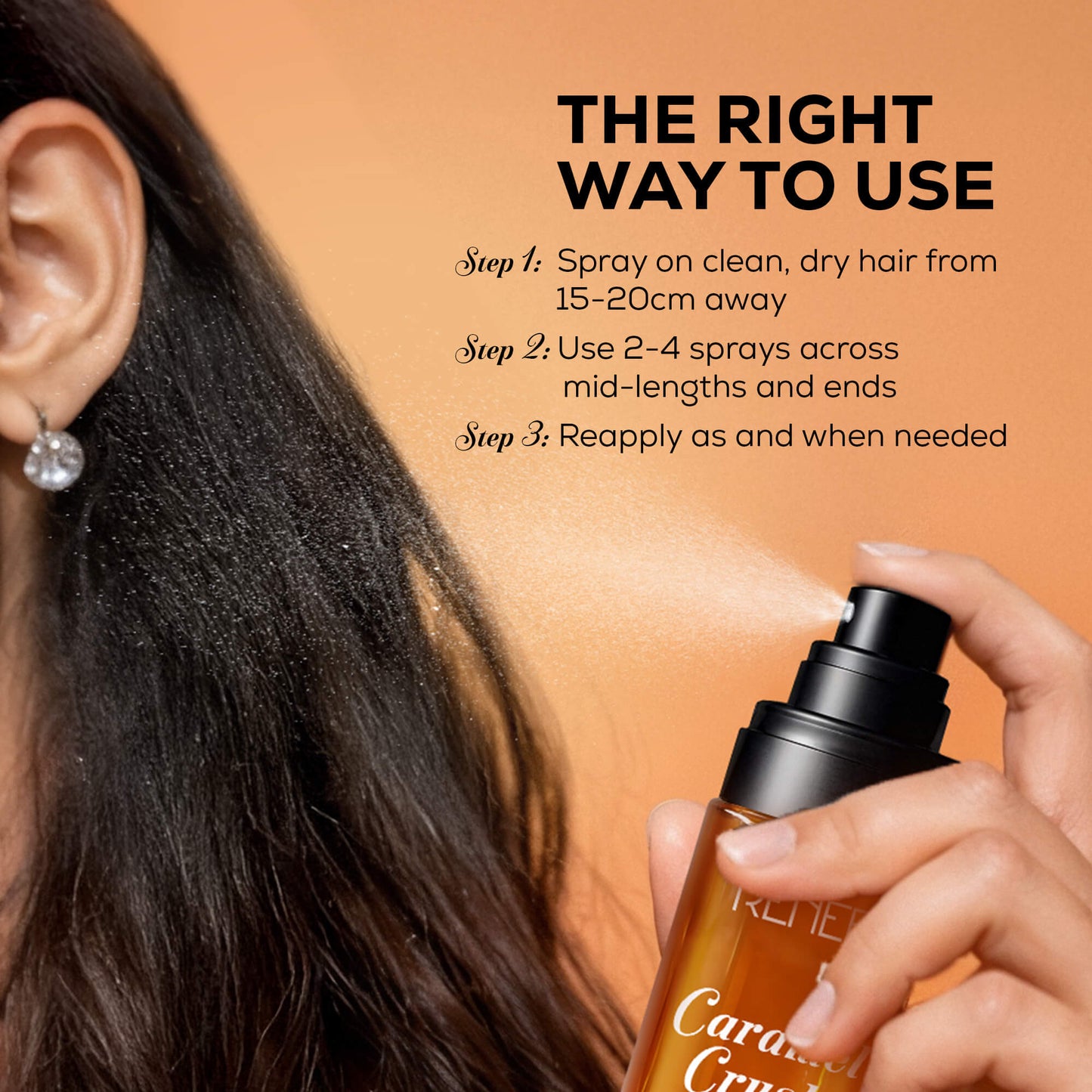 RENEE Hair Perfume Caramel Crush, With Niacinamide & Provitamin B5, 100ml