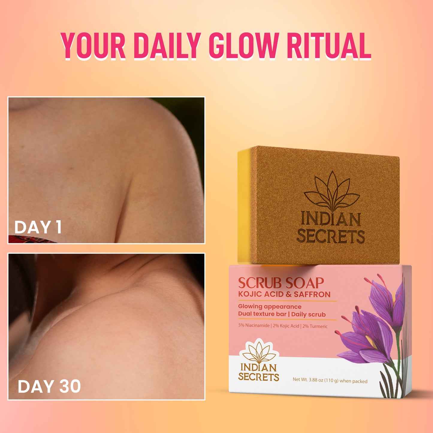 Go Bright 3-in-1 Skincare Set – Facewash, Scrub Soap & Face Cream for Glowing, Even-Toned & Tan-Free Skin