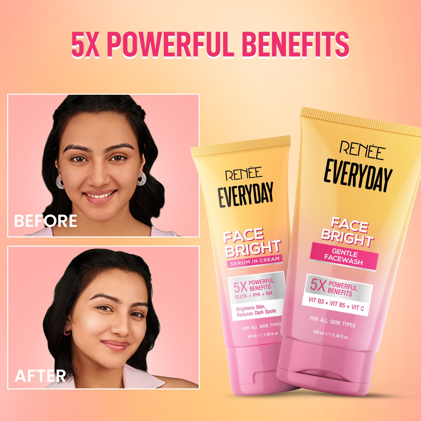 Go Bright 3-in-1 Skincare Set – Facewash, Scrub Soap & Face Cream for Glowing, Even-Toned & Tan-Free Skin