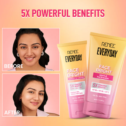 Go Bright 3-in-1 Skincare Set – Facewash, Scrub Soap & Face Cream for Glowing, Even-Toned & Tan-Free Skin