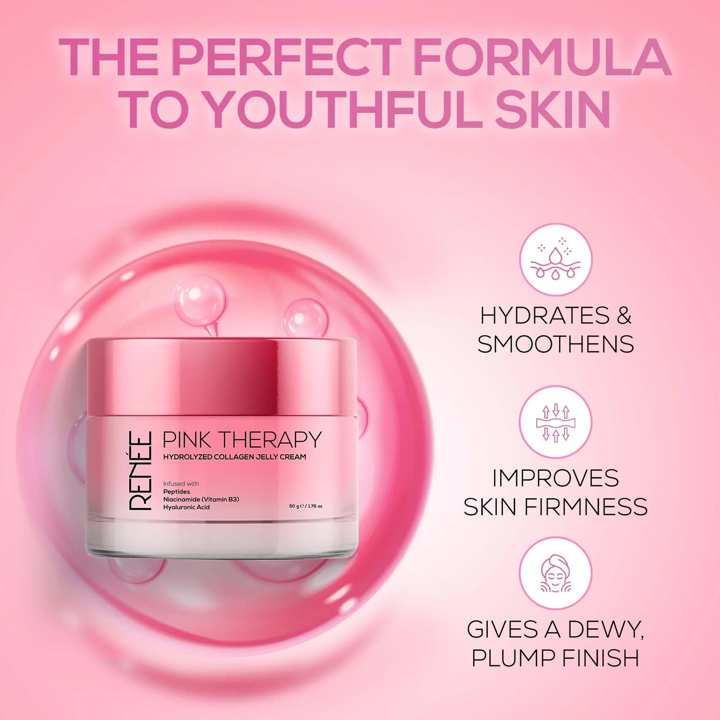 RENEE Pink Therapy Hydrolyzed Collagen Overnight Sleeping Jelly Mask for Anti-Aging & Hydrated Skin