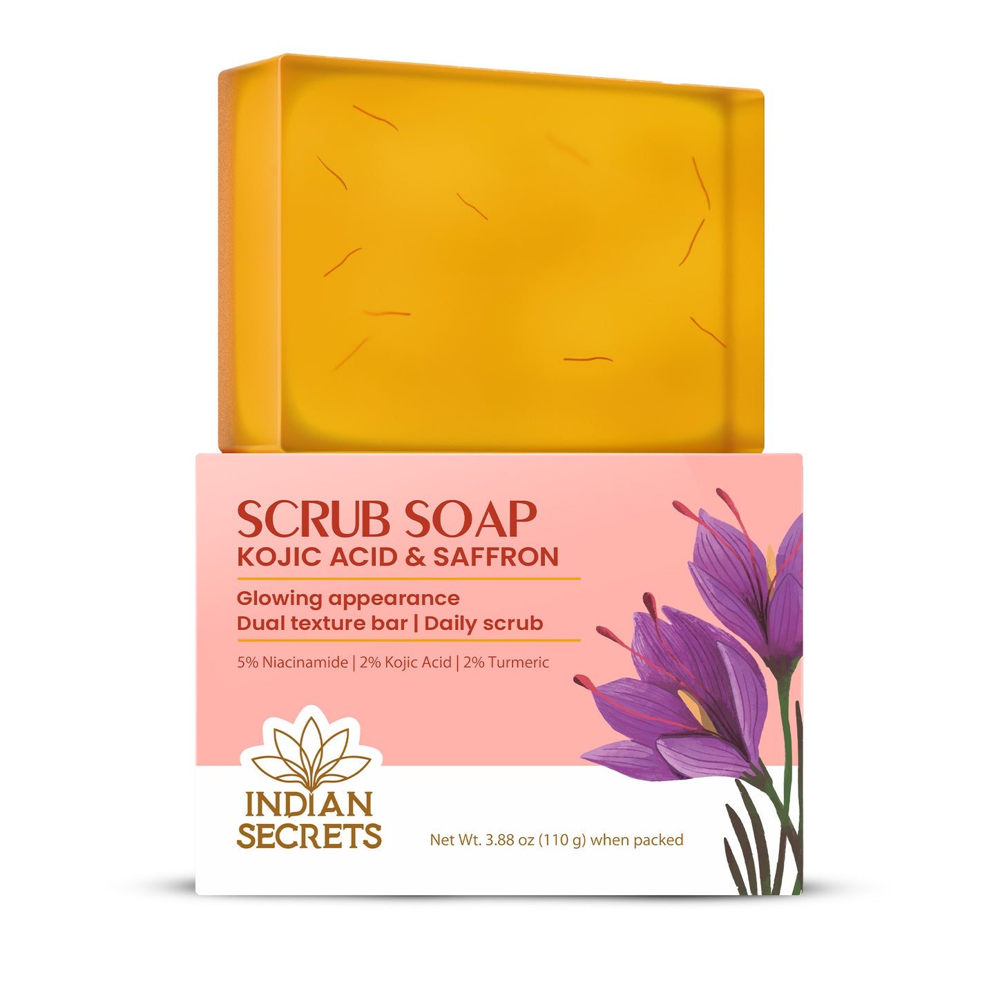 Indian Secrets Scrub Soap Kojic Acid & Saffron