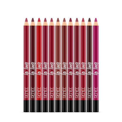 RENEE Define Matte Pencil Lip Liner, Set of 12