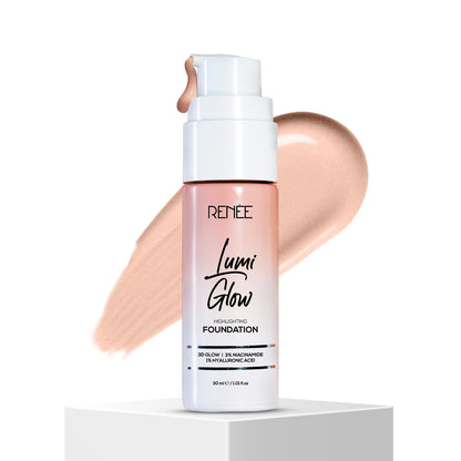 RENEE Lumi Glow Highlighting Liquid Foundation With 3D Glow For Luminous Skin, 30ml