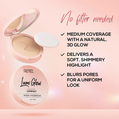 RENEE Lumi Glow Highlighting Compact with 3D Glow For Luminous Skin, 9g