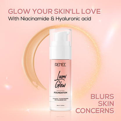 RENEE Lumi Glow Highlighting Liquid Foundation With 3D Glow For Luminous Skin, 30ml