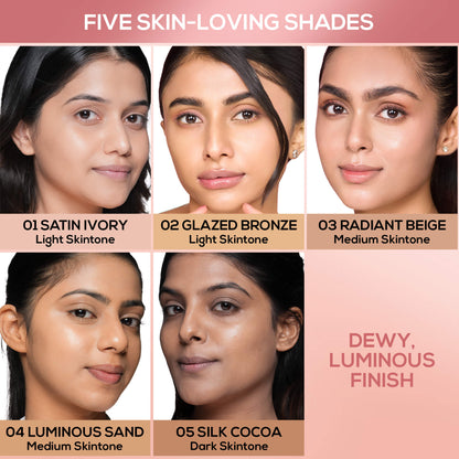 RENEE Lumi Glow Highlighting Liquid Foundation With Dewy Finish, Buildable Coverage & 3D Glow, 30 ml