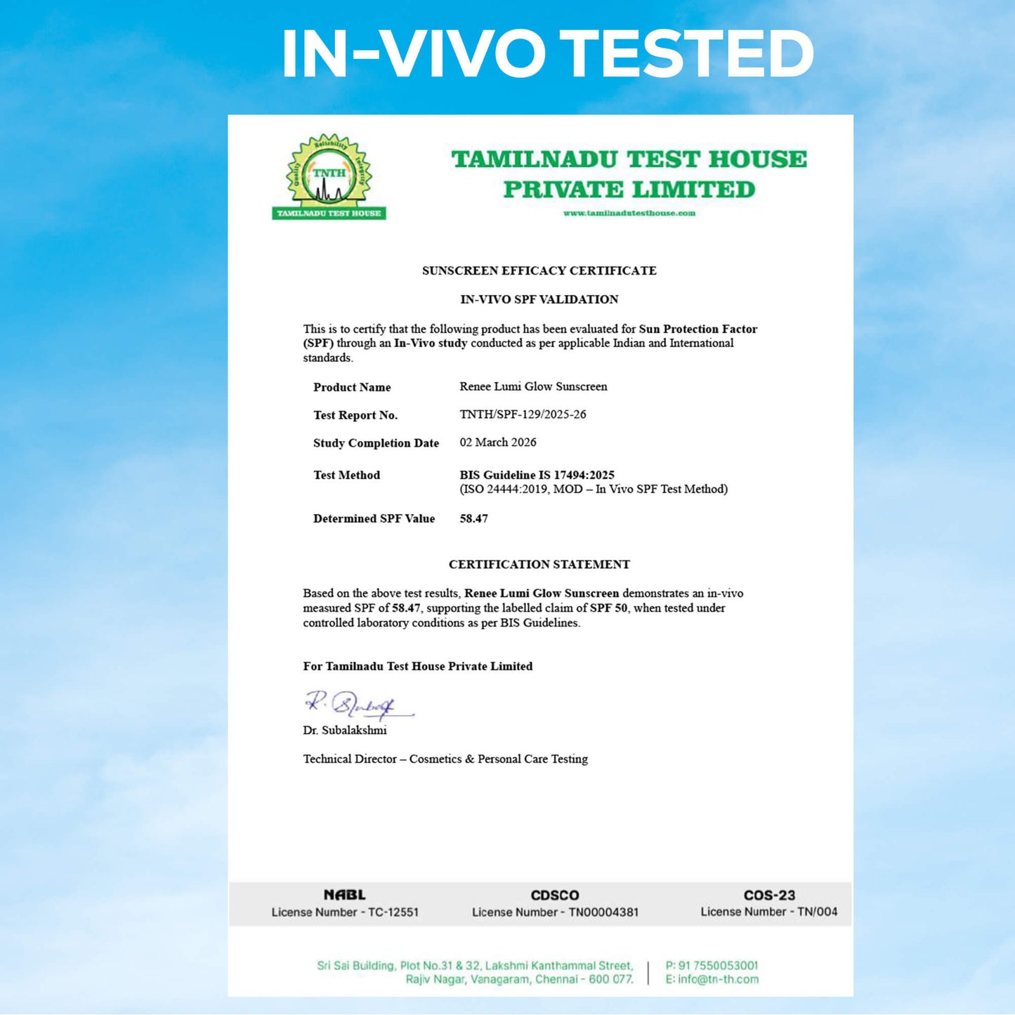 RENEE Lumi Glow Highlighting Sunscreen In-Vivo Tested SPF 50