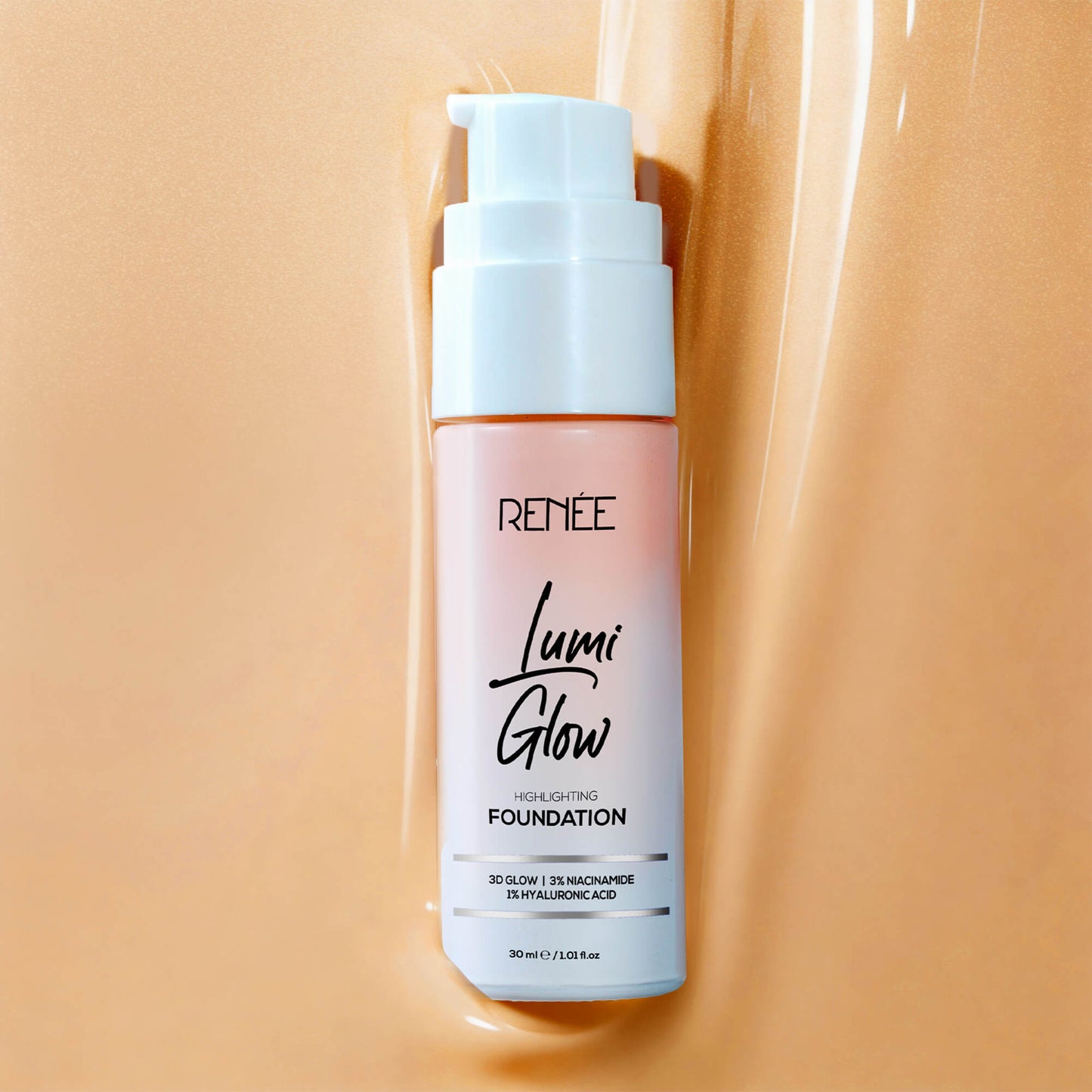RENEE Lumi Glow Highlighting Liquid Foundation With Dewy Finish, Buildable Coverage & 3D Glow, 30 ml
