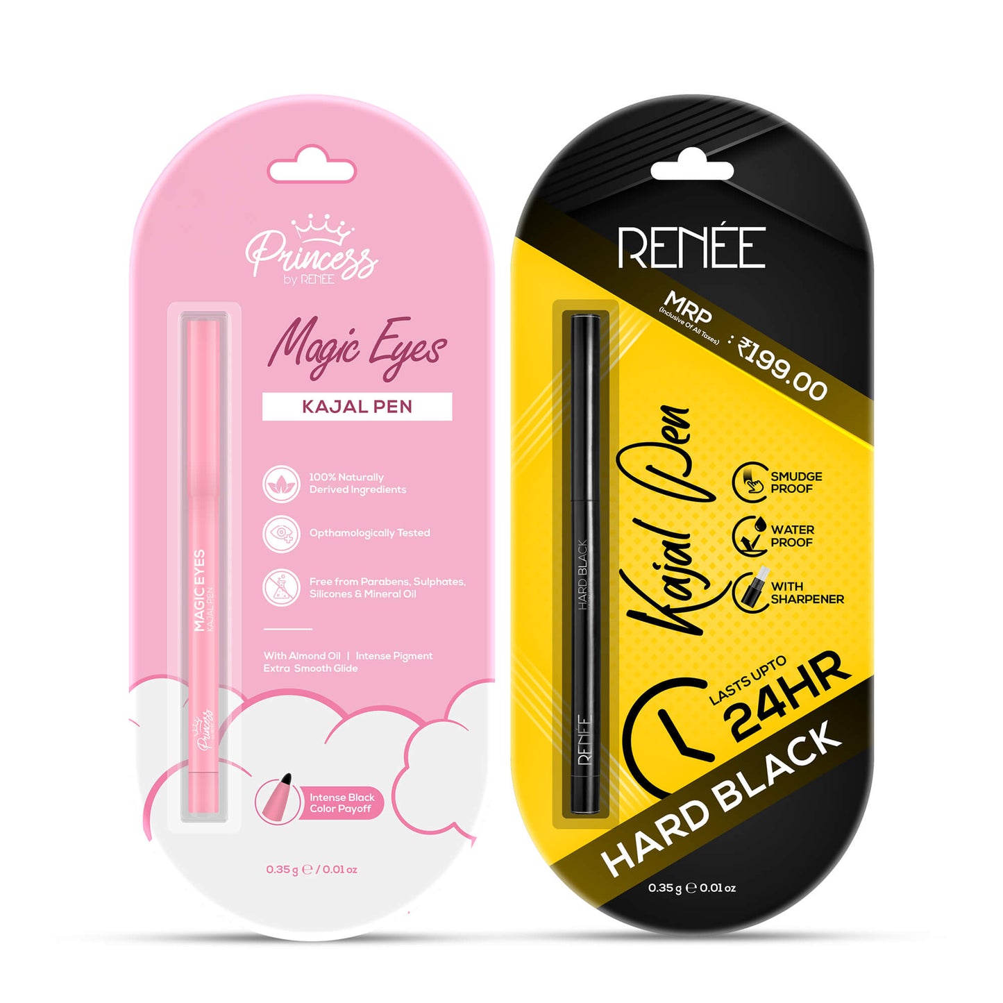 Princess by RENEE Magic Eyes Kajal Pen & RENEE Hard Black Kajal Pen Combo