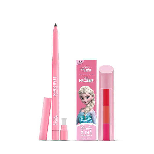 Princess by RENEE Magic Eyes Kajal Pen & Disney Frozen Candy 3-In-1 Tinted Lipstick Combo